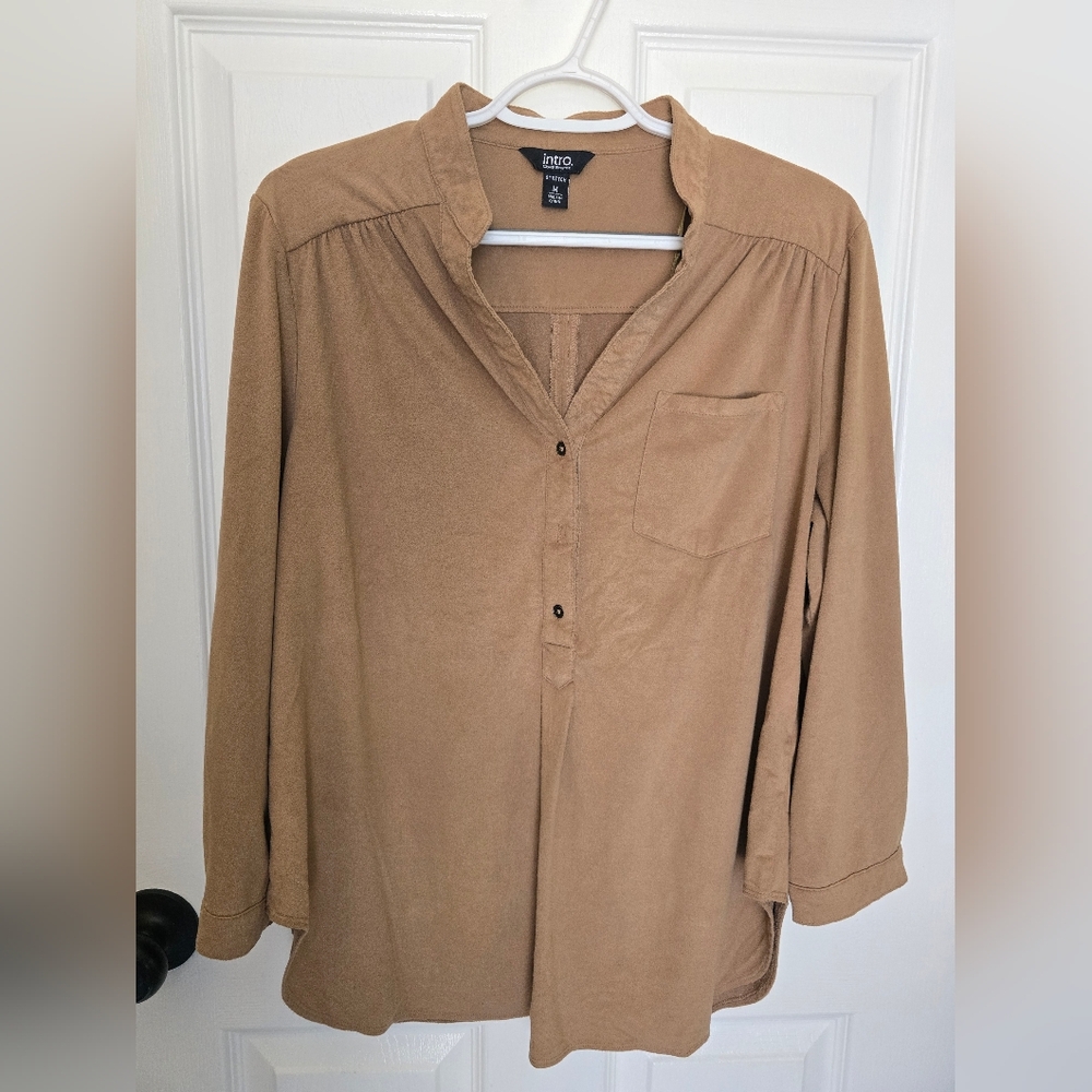 Tan Button-Up Blouse